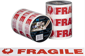 Packing Tape Fragile, White/Red, 48mm x 100m x 50 Micron 1 X Roll